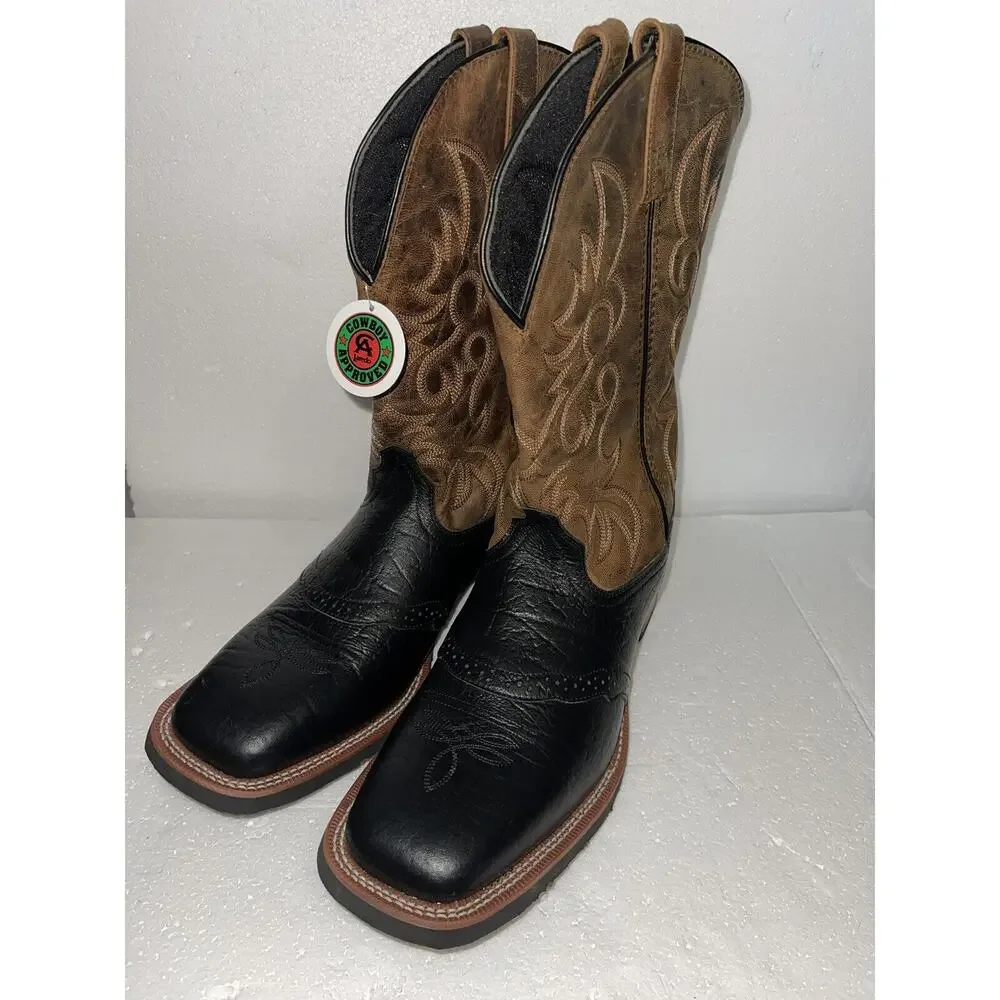 Laredo Topeka Square Toe Cowboy Mens Black, Brown Dress Boots 7824 - Size 12